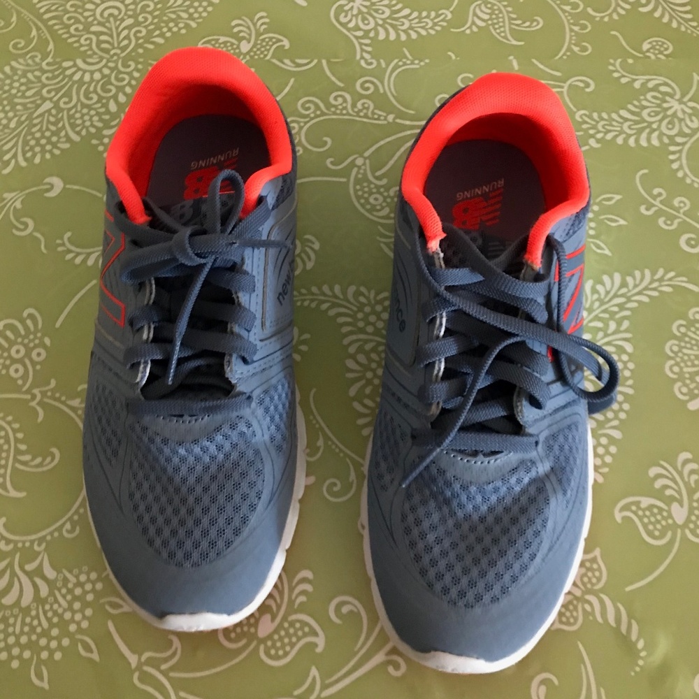 New Balance Grey and Coral Sneakers